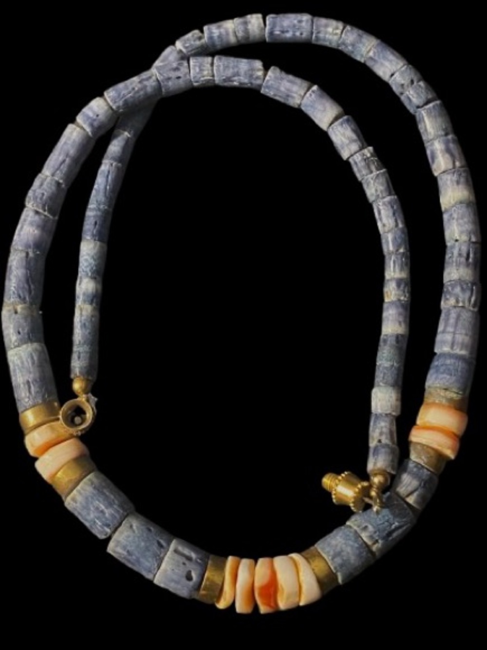 Vintage Blue Sponge Denim Coral Heishi Beaded Necklace Chocker 17”